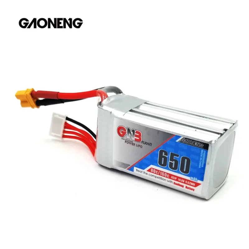 2 шт Gaoneng GNB перезаряжаемый аккумулятор 650mAh 14,8 V 4S 80C/160C Lipo аккумулятор XT30 разъем для FPV Cine Whoop BetaFPV Дрон RC Квадрокоптер