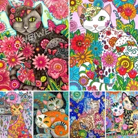 5d diy diamond painting colorful flower cat mosaic art picture full square round drill diamond embroidery cross stitch kits