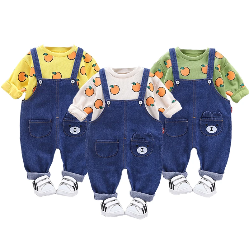 

Комплект одежды для девочек, хлопковый, с мультяшным принтом, на весну/осень