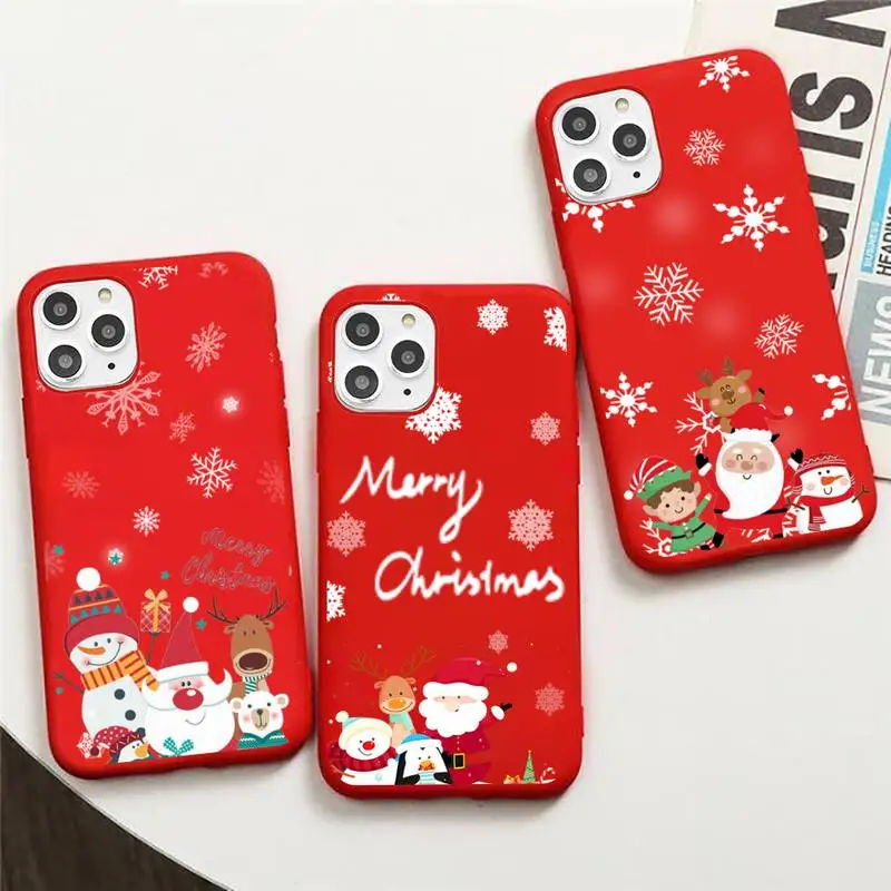 

christmas Phone Case Red Candy Color for iPhone 11 12 mini pro XS MAX 8 7 6 6S Plus X SE 2020 XR
