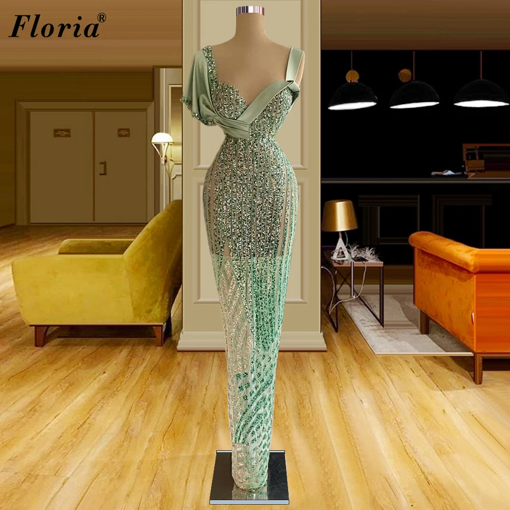 

Heavy Handmade Evening Dresses Long Mermaid Beads Evening Gowns Glitter Celebrity Dresses For Women 2021 Party Gowns Robe Femme