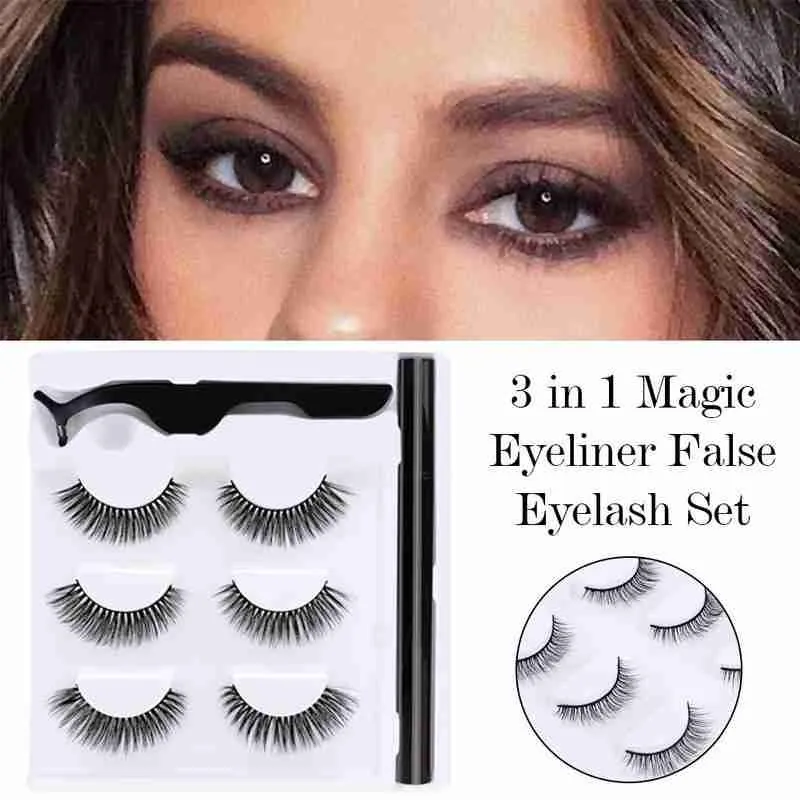 

3 Pairs 3D Mink False Eyelashes For Natural False Quick-drying Makeup Extension Eyelashes Eyelash Set Sets Eyel Q8H2