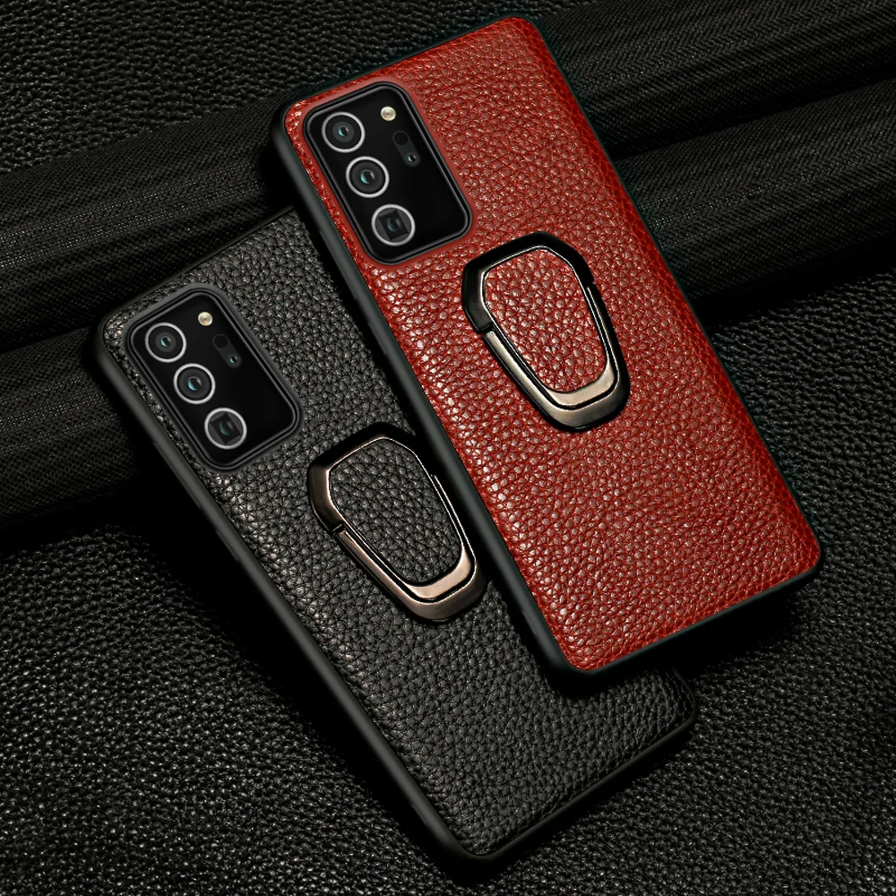 

Genuine Litchi Grain Leather Phone Case For Samsung Galaxy Note 20 Ultra Note 10 9 Plus A50 A70 A51 S10 S20 Plus Magnetic Cover