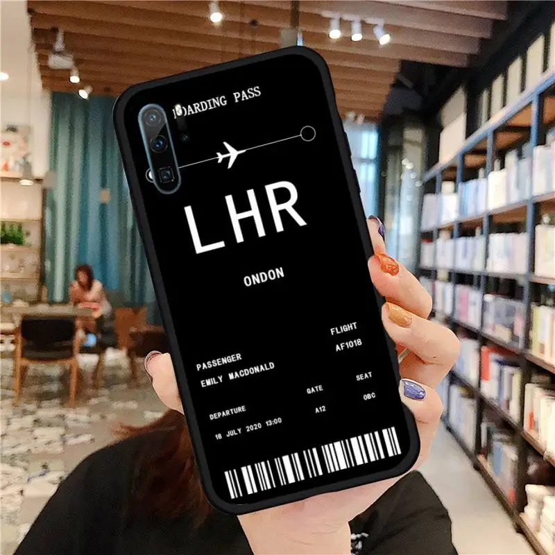 

funny aesthetic Personalised Plane Ticket Phone Case For Huawei honor Mate P 9 10 20 30 40 Pro 10i 7 8 a x Lite nova 5t Soft