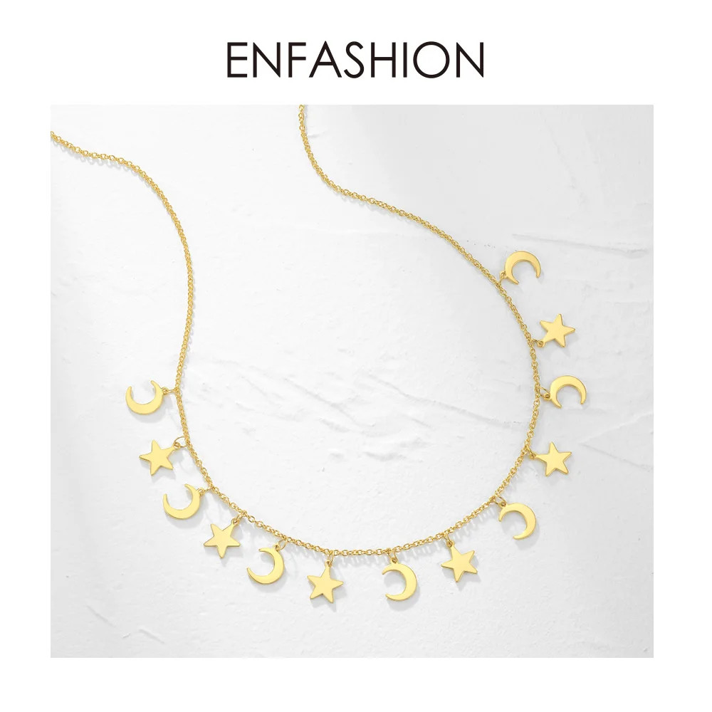 ENFASHION звезда и колье-чокер с Луной для женщин нержавеющая сталь цепь Подвески Ожерелья Мода Femme ювелирные изделия ожерелье PM193014