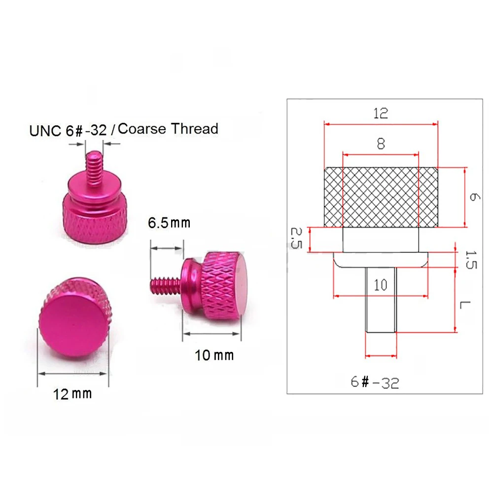 6#-32*6 Step Thumb Screw Aluminum Alloy M3.5 Computer Case Knurled Hand Screws Anodized Tighten Bolts Manual Adjusting DIY | Обустройство