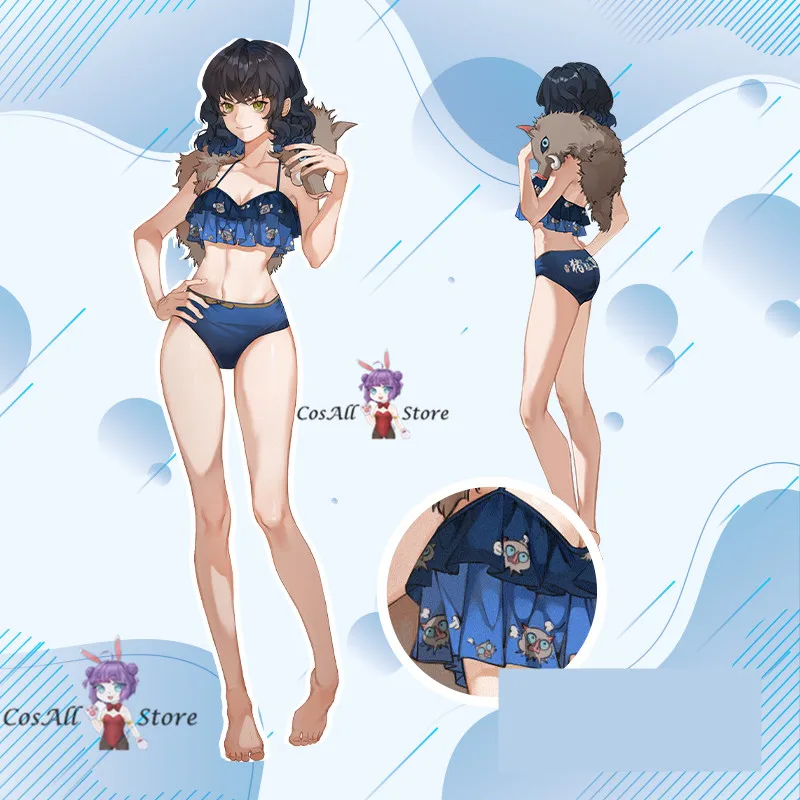 

{CosAll}Demon Slayer Anime Cosplay Hashibira Inosuke Swimsuit Cosplay bikini Halloween Costumes