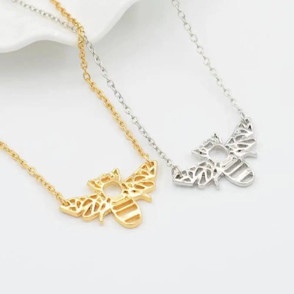 Золото 1 Подвески пчелы ожерелье для женщин выполненная ювелирная и рисунком в