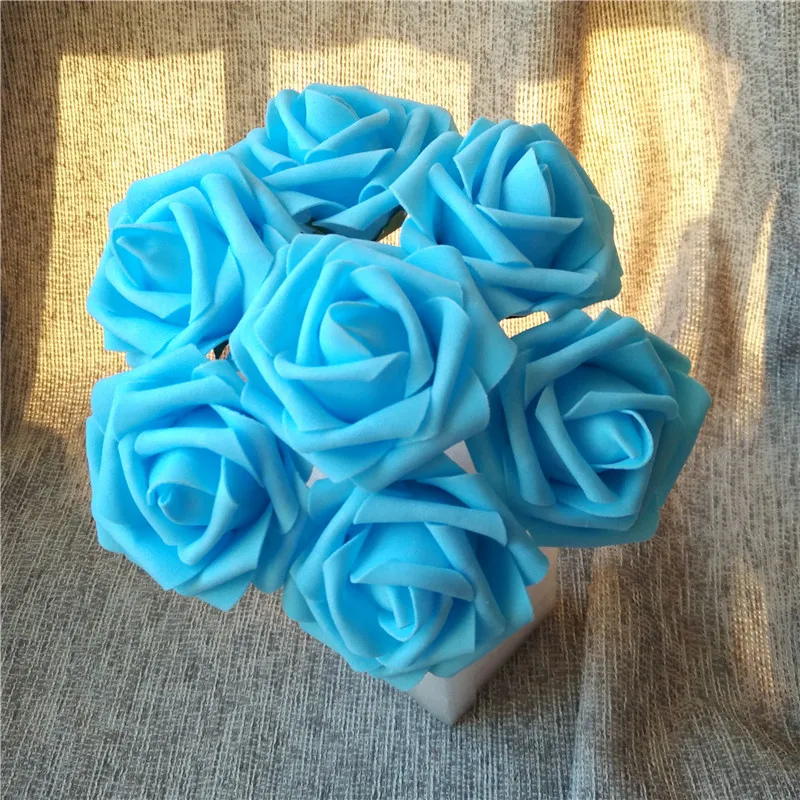 Turquoise 100 шт, диаметр 8 см, искусственные цветы для украшения, настоящие на ощупь, искусственные розы, цветы для свадебного букета - Цвет: Turquoise