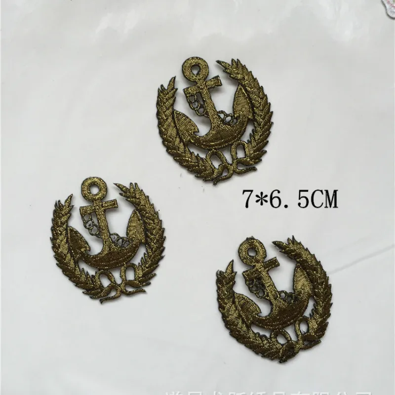 

20pcs/lot Gold Anchor Embroidery Patches for Clothing Accessories Bag Biker Decoration Sofa Curtain Badge Iron Heat Transfer