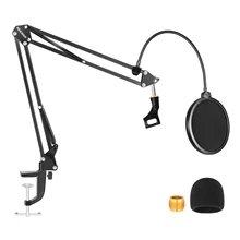 Neewer NW-35 Microphone Stand with Microphone Windscreen Foam - Suspension Boom Scissor Arm Stand For Blue Yeti Snowball Yeti X