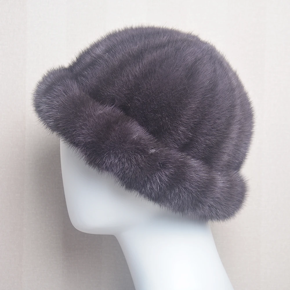 

2021 Fashion Luxury Men Winter Outdoor Warmth Real Mink Fur Hat Landlord Hat Streetwear Hip Hop Brimless Hat Real Mink Fur Cap