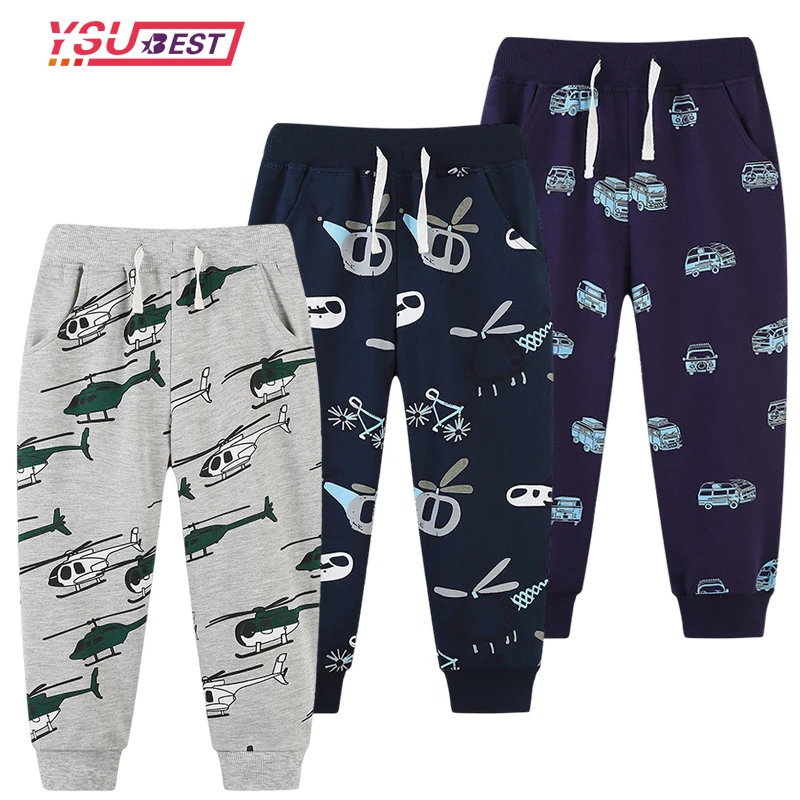 

New Spring Boys Trousers Arrival Excavators Aircraft Boys Trousers Pants Autumn Cartoon Characters Print Fashion Baby Sweatpants