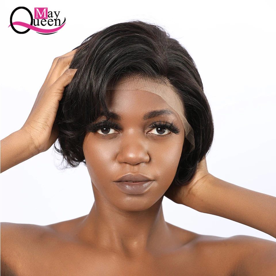 Pixie Cut Wig 13x4 Short Lace Front Human Hair Wigs Pre Plucked With Baby Frontal Brazilian | Шиньоны и парики