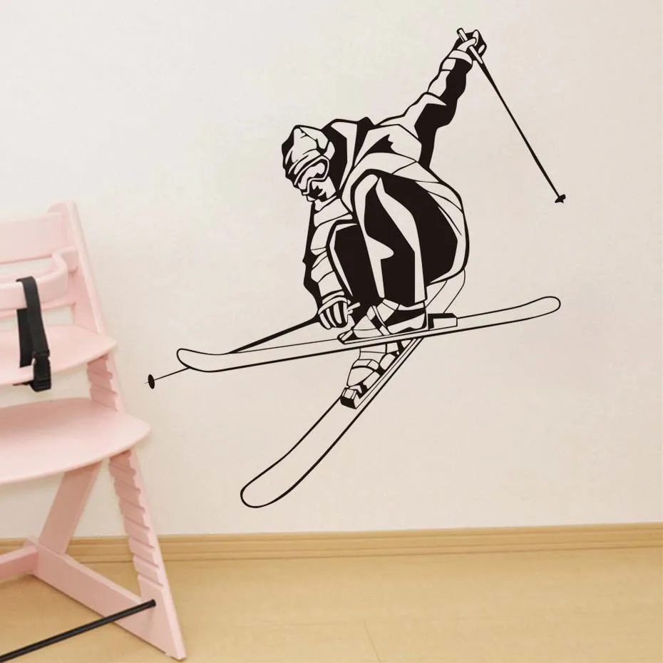 Лыжники играющие на лыжах настенные наклейки для домашнего декора Съемные