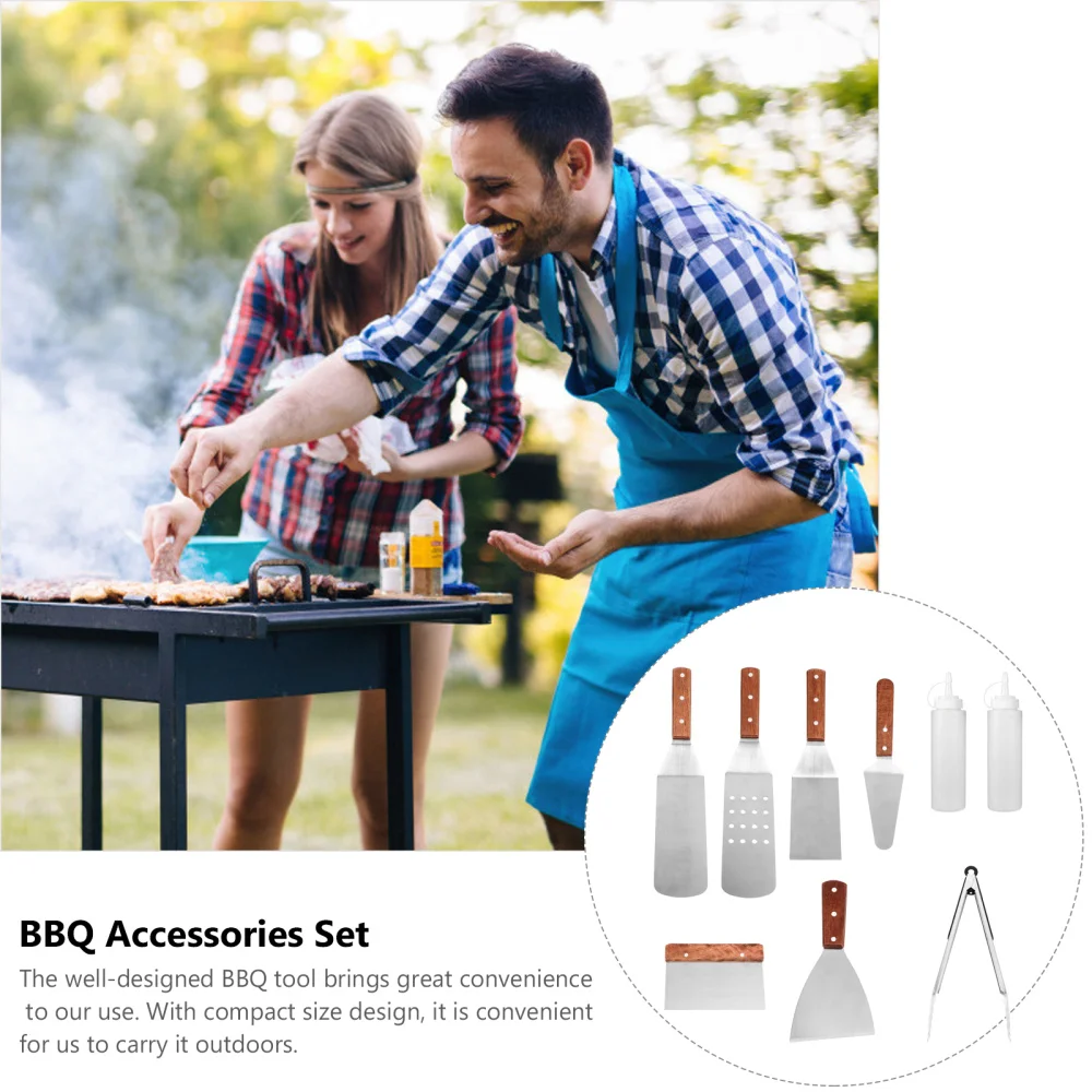 

1 Set/9pcs Stainless Steel Cooking Shovel Set Practical Barbecue Tool Kit