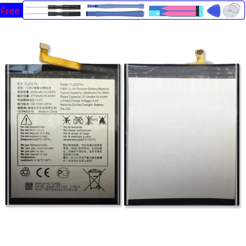 

Аккумулятор TLP027AJ 2800 мА · ч для Alcatel A5 LED 5085D 5085Y мобильный телефон, в комплекте бесплатный инструмент