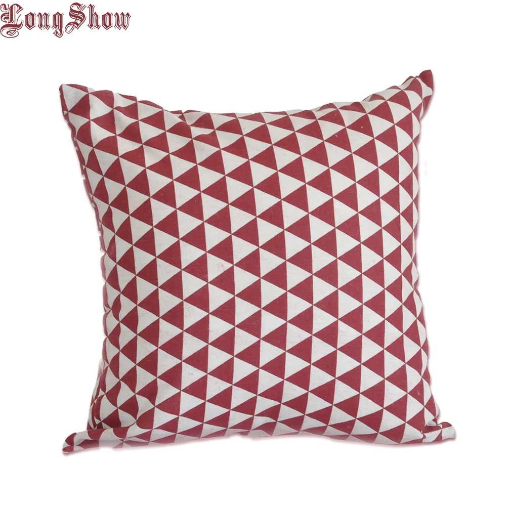 Home Decorative Cute Red Colour Geometric Printing Cotton Linen Pillow Case Cover | Дом и сад
