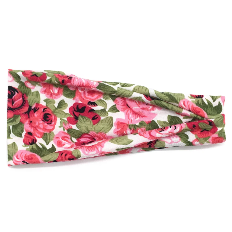 

Women Twisted Knotted Headband Summer Bohemia Floral Wide Stretch Hair Band for Girls Elastic Turban Flower Spa Headbands