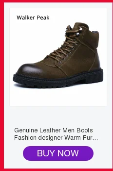 Winter Ankle Boots mens Genuine Leather Snow Boots Big Size 38-50 Outdoor Warm Winter Shoes for Men Anti-cold Boots Walker Peak