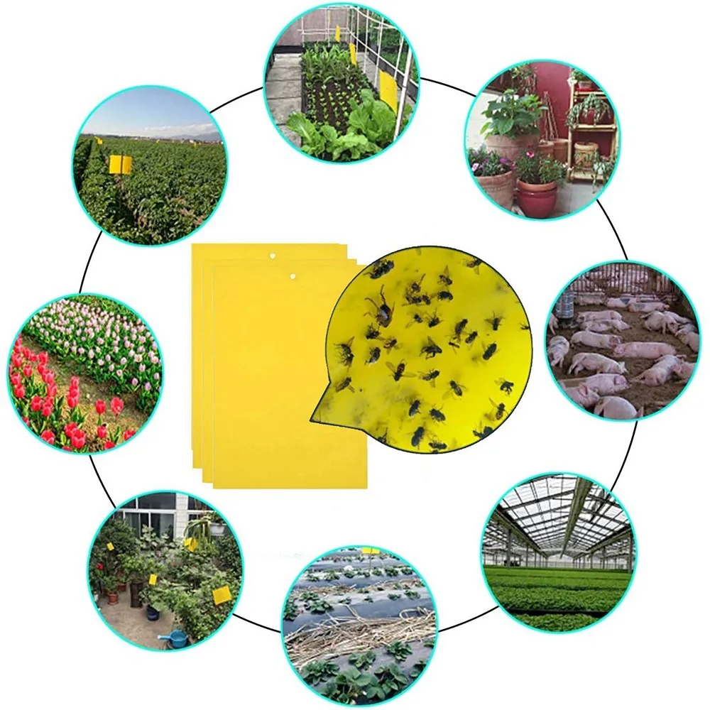 

30/50/100 PCS Strong Fly Traps Bugs Sticky Board Yellow Sticky Insect Catcher Glue Board Flycatcher Fly Stickers Adhesive Traps