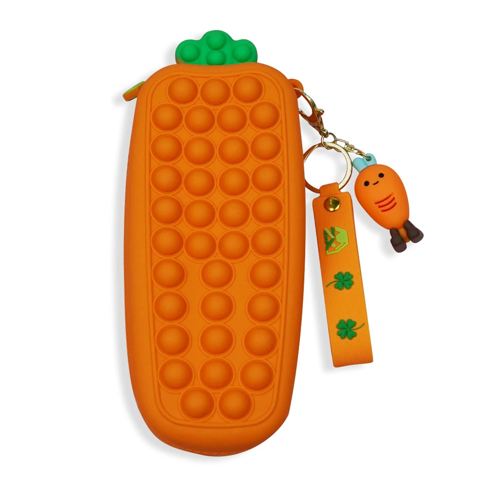 Simple Sensory Squeeze Fidget Toy Anti-Stress Stress Reliever Carrot Pencil Case Silicone Purse Push Bubbles Dimple Bag School | Игрушки и