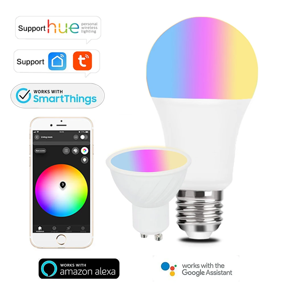 

Tuya Zigbee 3.0 Smart Light Bulb GU10 E27 LED Lamp Works with Hue Alexa Echo Google Assistant SmartThings RGB CCT Dimmable Bulb