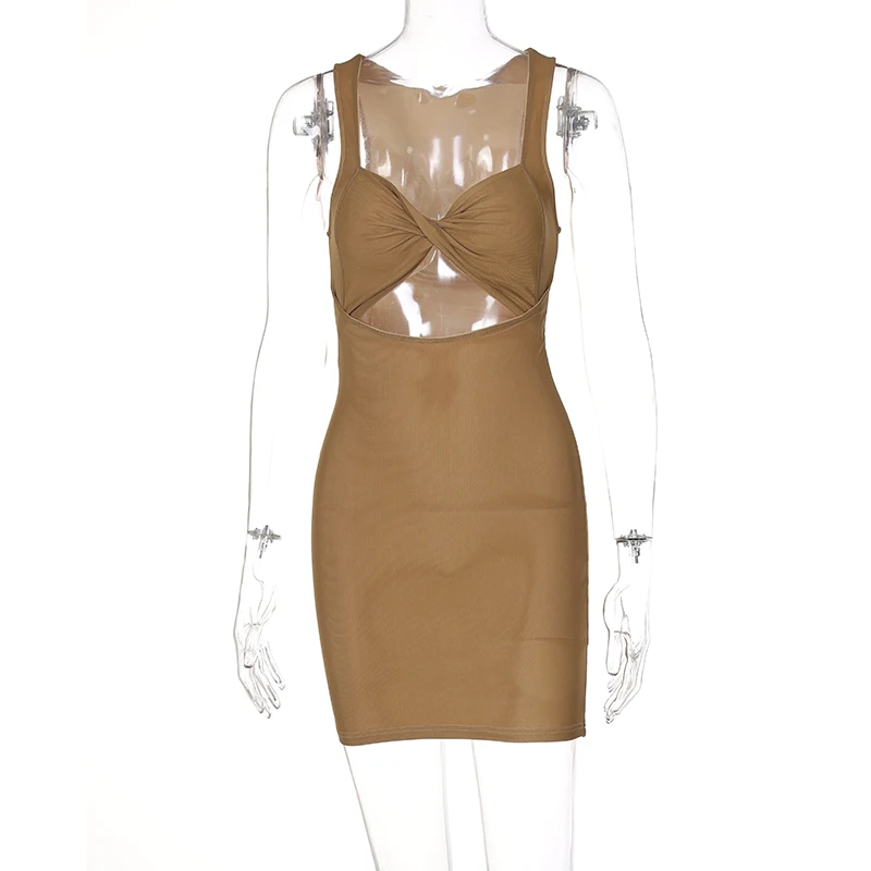 Hugcitar/2021 сексуальное платье без рукавов с рюшами и вырезами Сезон лето-осень