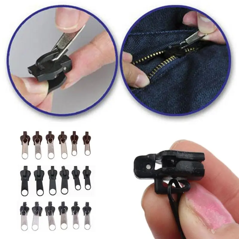 

12/6pcs Universal Instant Fix Zipper Repair Kit Replacement Teeth Zip Slider Color Zippers 3