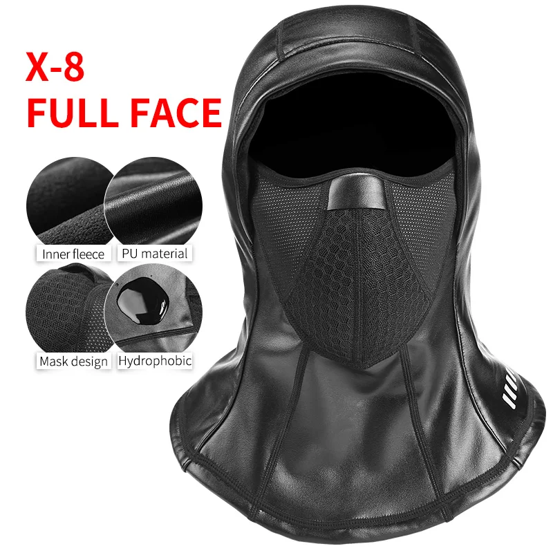 X-8 Full Face Mask INBIKE, кожаная Лыжная маска, ветрозащитная, флисовая, термальная, Спортивная, зимняя, половина лица, маска для шеи, теплая шапка, головной убор, мужская, велосипедная Балаклава - Цвет: X-8 Full Face Mask