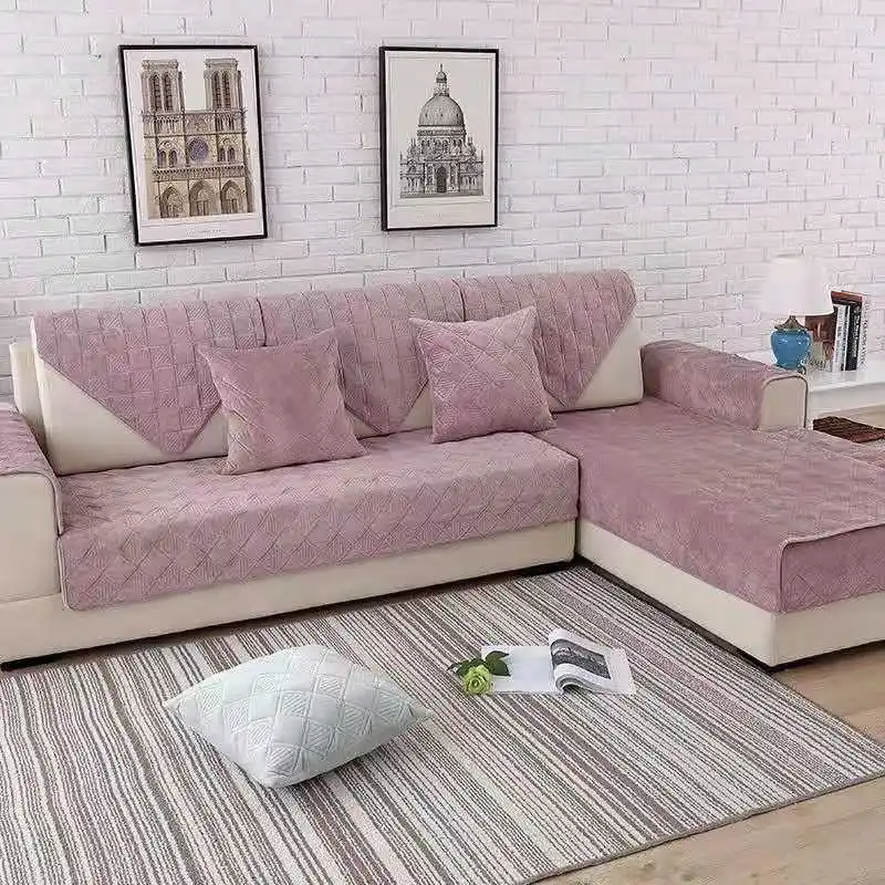 Короткое плюшевое серое покрывало для дивана Европейский короткий утолщенный