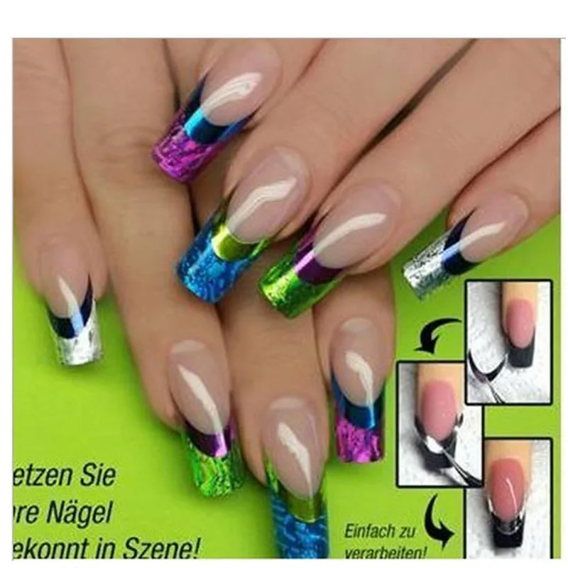 Неоновый дизайн для ногтей наклейки с французскими наконечниками