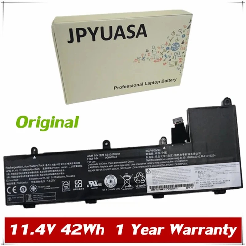 

7XINbox 11.4V 42Wh 3685mAh Original SB10J78991 Laptop Battery For Lenovo 00HW044 00HW043 SB10J78991 3ICP5/55/90 Tablet