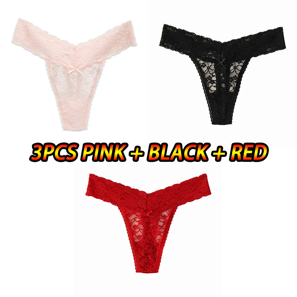 3 шт./упак. Для женщин сексуальные трусики-стринги комплект нижнего белья