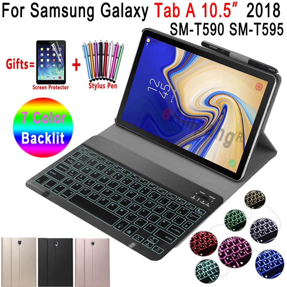 Чехол для Samsung Galaxy Tab A 10 5 2018 корпус клавиатуры T590 T595 SM крышка 7 цветов bluetooth