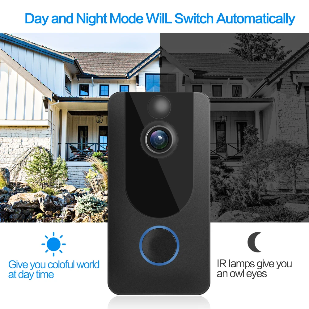 GEEKAM 1080P Wi Fi видео дверной звонок V7 умный IP домофон Бесплатная облачная камера