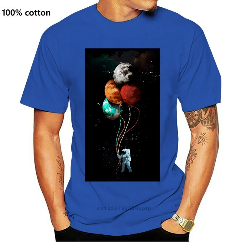 

New Shirts With Sayings The Spacemans Trip Funny Design T Shirts Adult Tees Oversized XXL Planet Balloons Black T-Shirts Cool