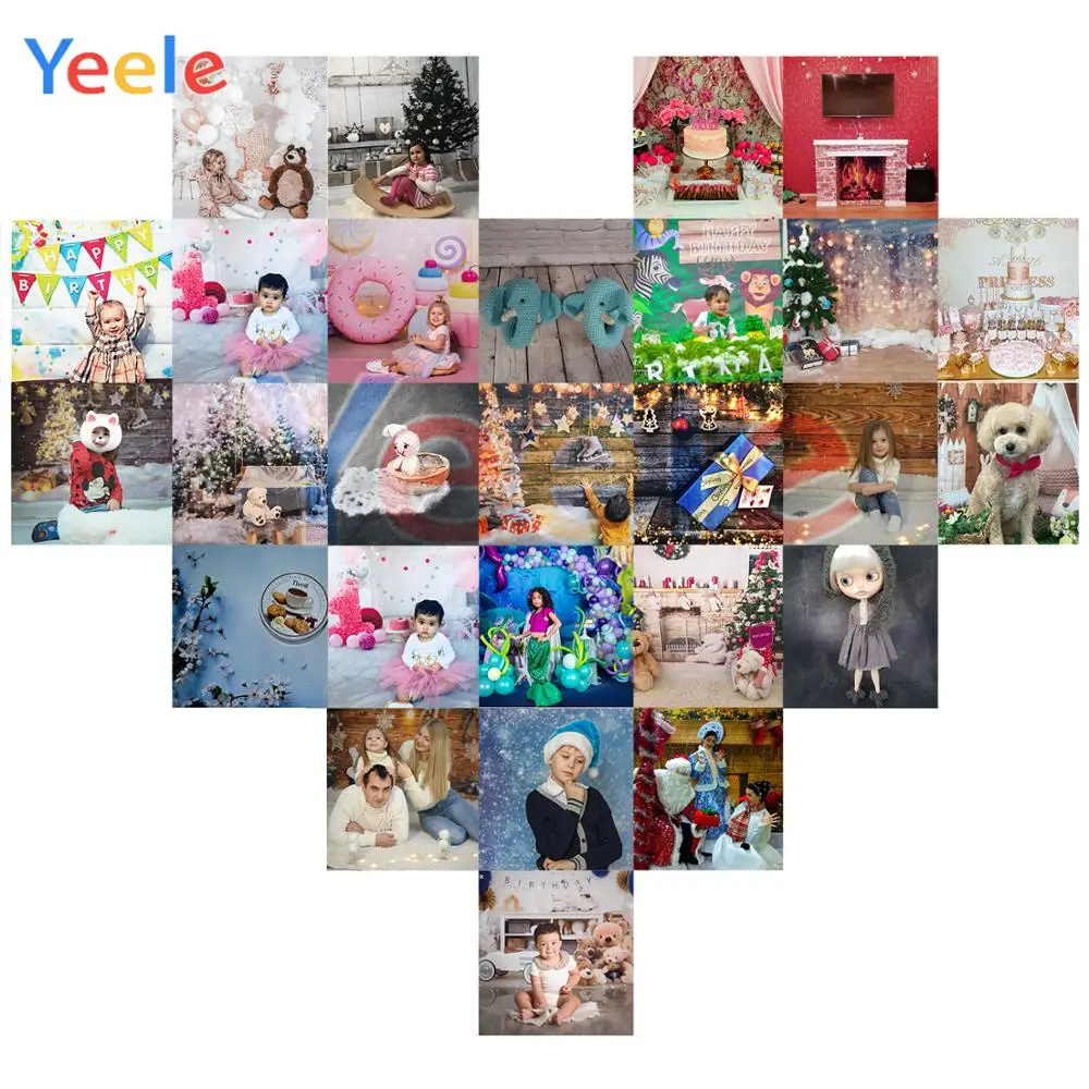 

Yeele Merry Christmas Gifts Photo Background Photophone Trees A Wood Door Photography Backdrops for Decoration Customized Size