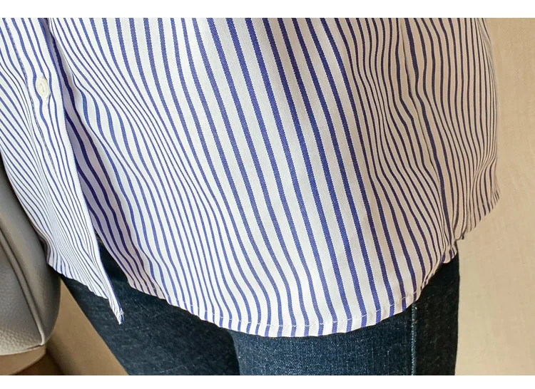 

Long Sleeve Stirped Chiffon Blouse Shirt Tops Blouse Women Blusas Mujer De Moda 2021 Turn Down Collar Office Blouse Blusa E276