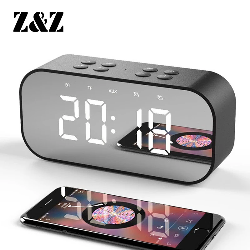 

Bluetooth 5.0 Portable Wireless Bluetooth Speaker Column Subwoofer Music Sound Box LED Time Snooze Alarm Clock for Laptop Phone