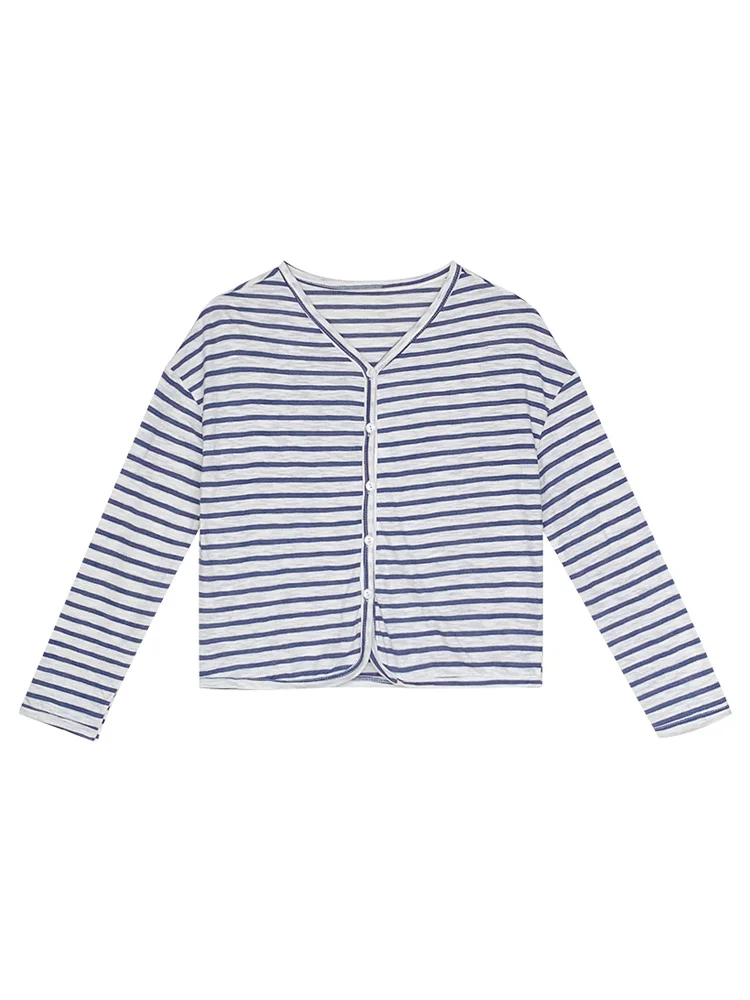 Солнцезащитная рубашка маленький кардиган полосатый свитер с V-образным вырезом