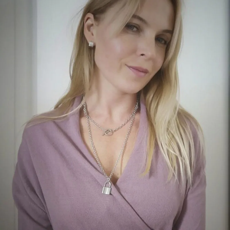 Двухслойный замок ожерелья из нержавеющей стали крест звезда гитара карта