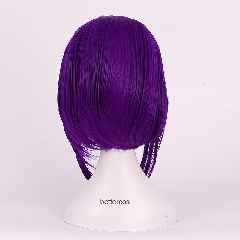 Ворон Косплей парики 35 см Боб фиолетовый короткий термостойкий синтетический
