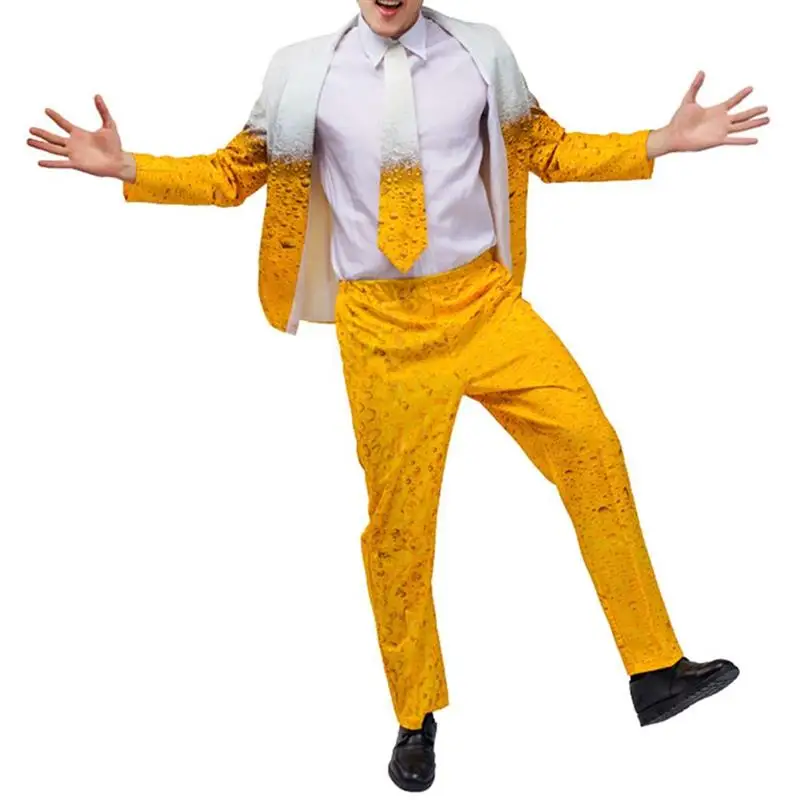 Мужская и женская одежда для Октоберфеста желтого цвета - костюм пива на карнавале, косплей, праздничный костюм для ролевых игр.