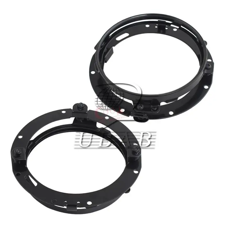 

2PCs 7 Inch Black Round LED Headlight Adapter Mounting Ring Bracket for Harley Davidson Touring Softail FLD New