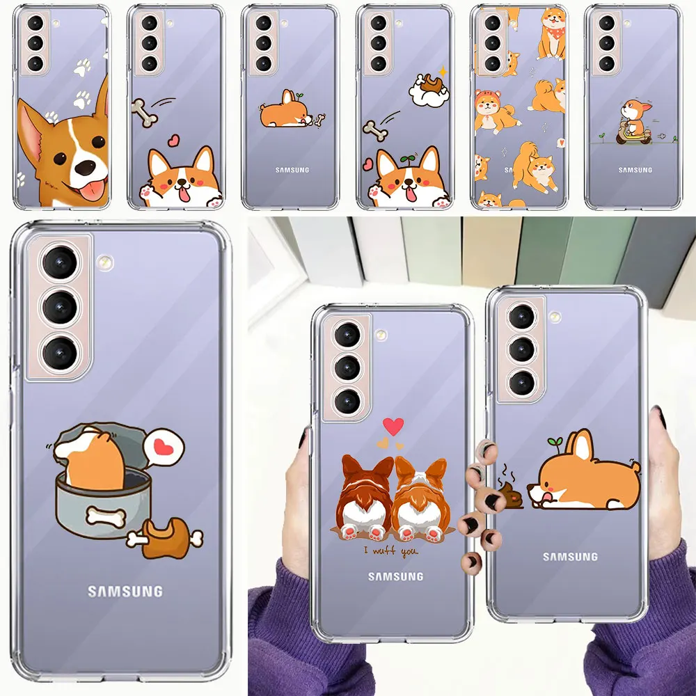 

Cartoon Dog Transparent Soft Phone Case For Samsung Galaxy S20 FE S21 Ultra S10 S10E Note 10 20 Lite Plus TPU Shell Luxury Coque