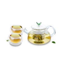 1x 3in1 kung fu coffee tea set 260ml heat resisting glass small tea pot w infuser2 30ml double wall layer tea cups