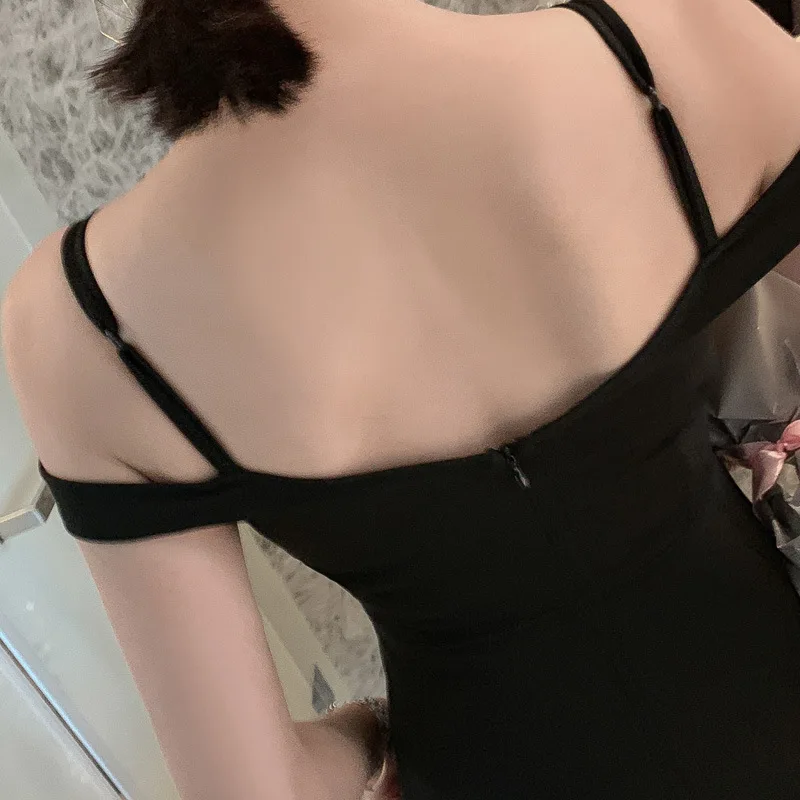 Летнее соблазнительное платье Новое поступление 2020 однотонные черные длинные