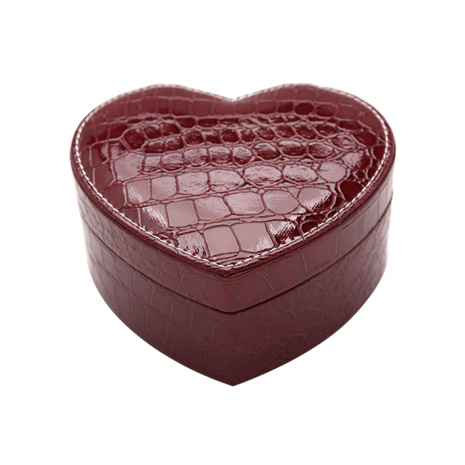 

Jewelry Box Crocodile Pattern Protective Portable Organizer For Earrings Rings 2 Layers With Mirror Storage Gift Faux PU Leather