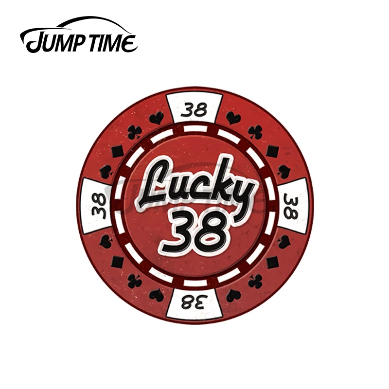 

JumpTime 13 x 13cm For Lucky 38 Chip Waterproof Motorcycle Game Decoration Funny Car Stickers Cartoon Surfboard Decal